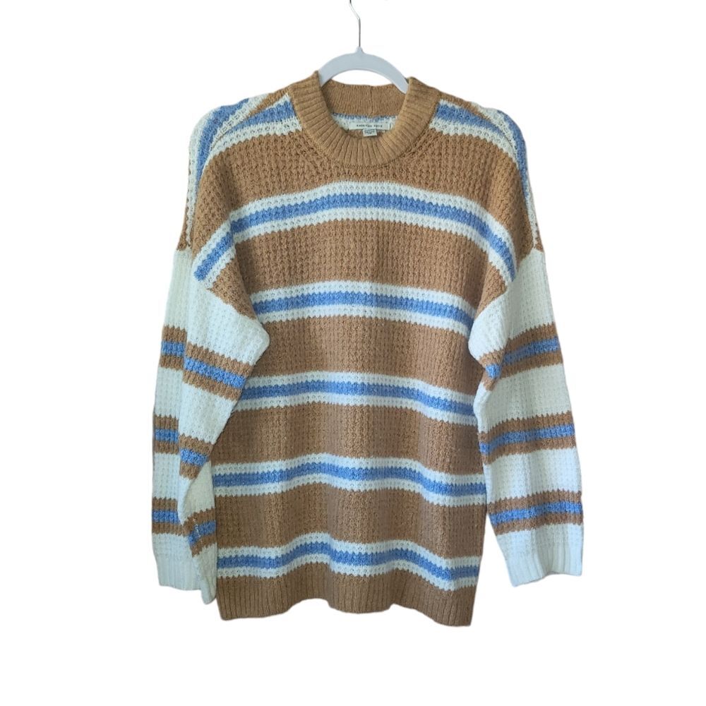 American Eagle Stripe Oversized Knit Crewneck Sweater Xsmall - Picture 1 of 5
